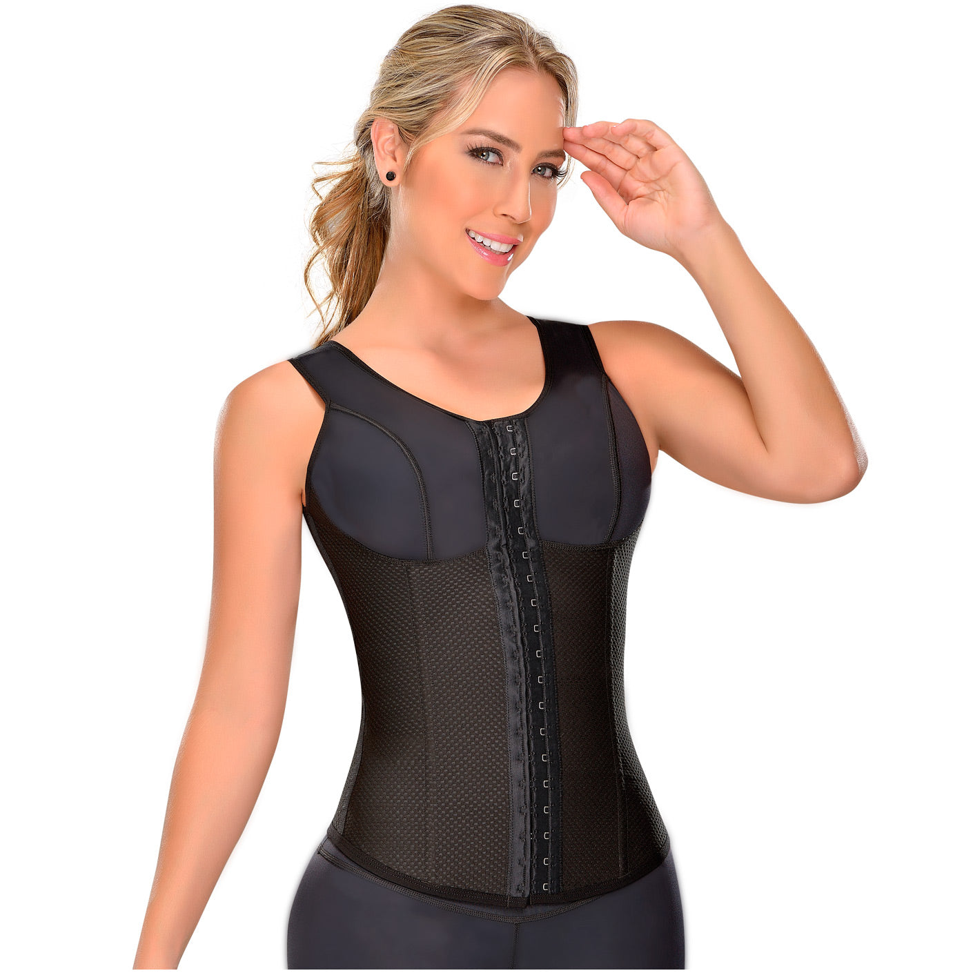 LATEX VEST WITH COVERED BACK AND BRA FL0550